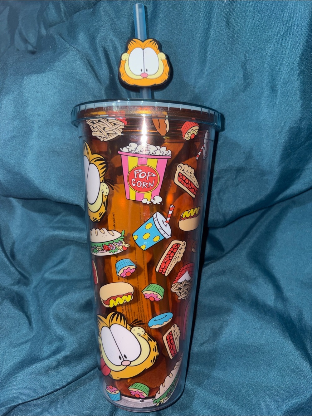 Garfield Double-Wall Reusable Tumbler with Character Straw & Topper - 24 oz